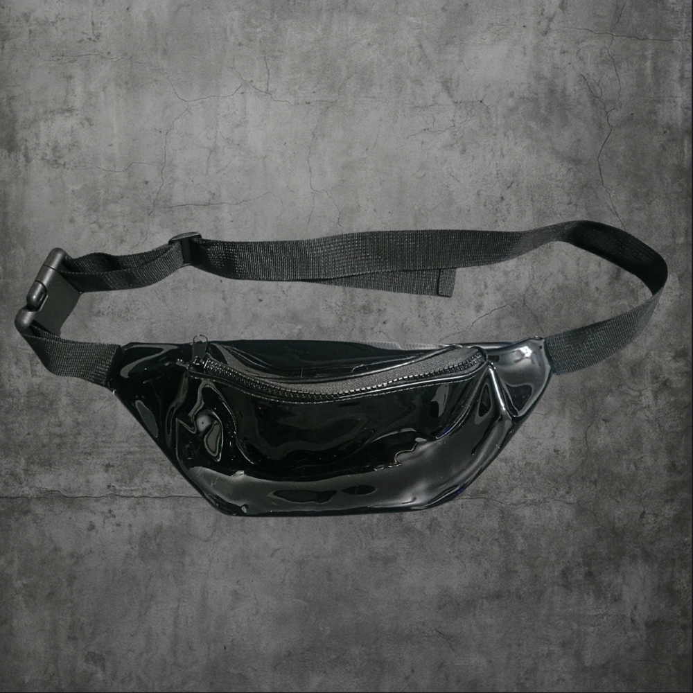 🖤 Glossy Black Vinyl Fanny Pack